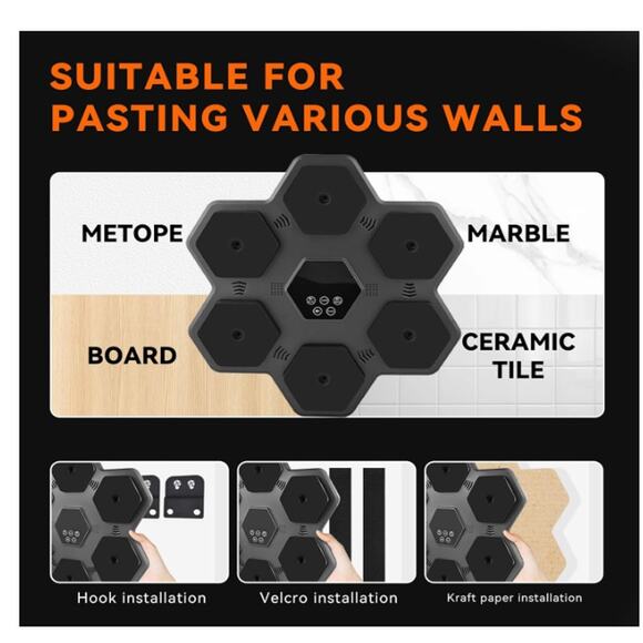 Music Boxing Machine with Gloves Smart Bluetooth Wall Mounted Electronic - Picture 5 of 7